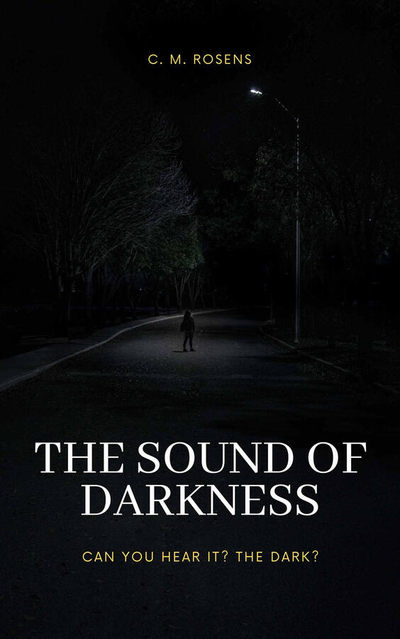 The Sound of Darkness cover. A dark street with a person standing beneath a street light.