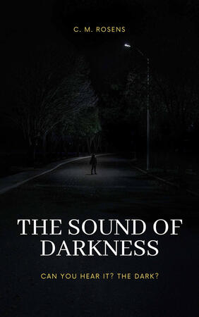 The Sound of Darkness cover. A dark street with a person standing beneath a street light.