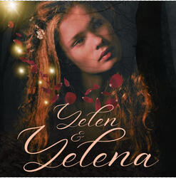 Yelen & Yelena cover detail; woman with tilted head as rose petals and sparkling yellow lights blow by her ear.